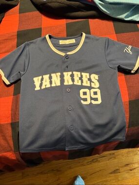 Van Kees Kids' Navy Baseball Jersey with Cream Trim and Number 99